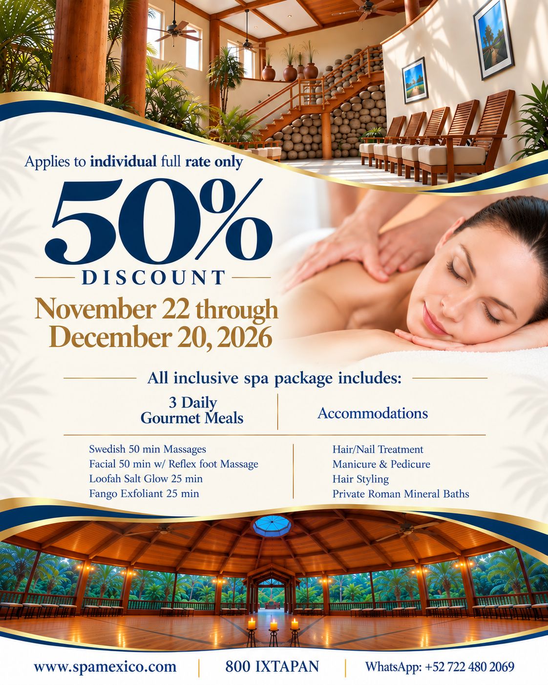 50% descuento All inclusive Spa Package 